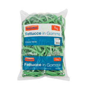 Fettucce in gomma verde 8 mm Nikoffice in busta da 1 Kg - Ø 70 mm - 06NIK028