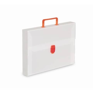 Valigetta portadocumenti Favorit a una chiusura polionda cannettato bianco trasparente 27x38 cm dorso 5 cm - 100501
