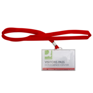 Portabadge rigido in PP Q-Connect 94x60 mm con cordoncino rosso - conf. 50 pz - KF03303