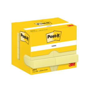 Foglietti riposizionabili classici Post-it Notes 38x51 mm 100 ff Giallo Canary conf. da 12 - 653E