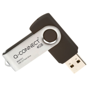 Chiavetta USB in blister Q-Connect High Speed 2.0 nero 4 GB con cappuccio di protezione KF41511