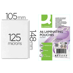 Pouches per plastificatrici Q-Connect A6 - 2x125 µm - finitura lucida - conf. 100 pz - KF11117
