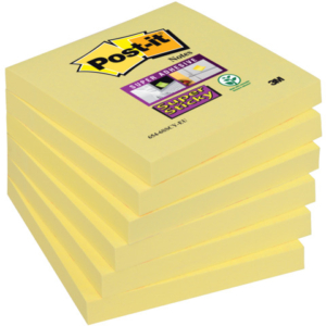 Foglietti riposizionabili Post-it® Super Sticky 76x76 mm - giallo Canary - conf. 6 blocchetti da 90 ff - 654-6SS-CY