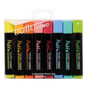 Evidenziatori Tratto Video Pastel  1-5 mm in busta appendibile da 8 colori pastello assortiti - F83800100