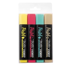 Evidenziatori Tratto Video Pastel conf. 4 pezzi in astuccio appendibile colori pastello assortiti - F83580200