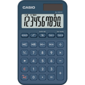 Calcolatrice tascabile Casio solare o a batteria - display 10 cifre - blu SL-310YC-NY-W-EP