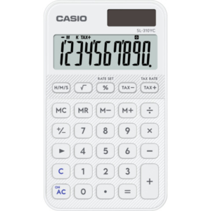 Calcolatrice tascabile Casio solare o a batteria - display 10 cifre - bianco SL-310YC-WE-W-EP
