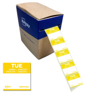 Etichette removibili per tracciabilità alimentare giornaliere Avery 25x25 mm - mar/giallo conf. 1000 pz DLSTUEREV-1000