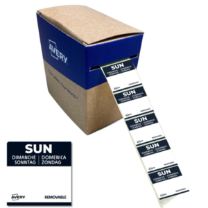 Etichette removibili per tracciabilità alimentare giornaliere Avery 25x25 mm - dom/nero conf. 1.000 pz DLSSUNREV-1000