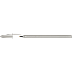 Penna a sfera con cappuccio BIC Cristal Glacé punta M 1 mm - inchiostro nero - colore fusto argento - 302533