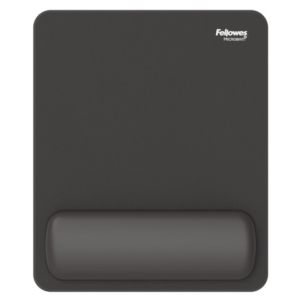 Tappetino mouse con poggiapolso Fellowes Breyta - antibatterico Microban 24×20 cm - nero - 100142555