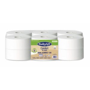Carta igienica Bulkysoft Comfort Mini Jumbo 130 mt de-inked bianca conf. 12 pz 2 veli - 65906