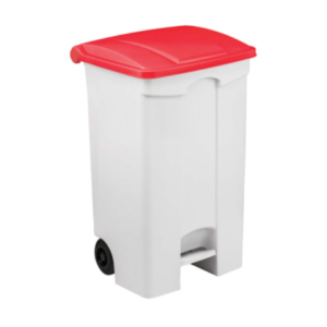 Contenitore mobile a pedale Medial Contitop 90L in PP bianco-rosso 115597
