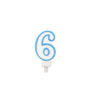 Candelina Party Go bianco e azzurro H.6 cm n° 6 EA0210