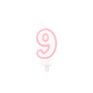 Candelina Party Go bianco e rosa H.6 cm n° 9 EA0203
