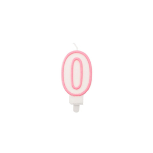 Candelina Party Go bianco e rosa H.6 cm n° 0 EA0194