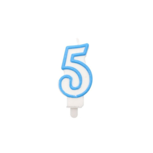 Candelina Party Go bianco e azzurro H.6 cm n° 5 EA0209