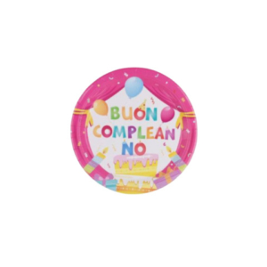 Piatti in carta Party Go Buon Compleanno rosa conf. 6 pz 23 cm AA0076-T