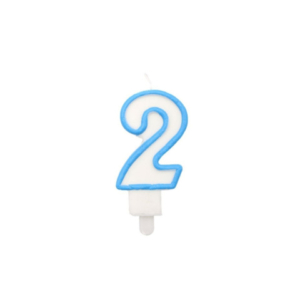 Candelina Party Go bianco e azzurro H.6 cm n° 2 EA0206
