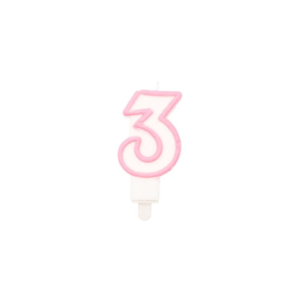 Candelina Party Go bianco e rosa H.6 cm n° 3 EA0197