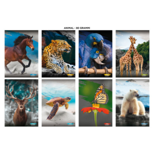 Maxi quaderno Blasetti Animal Label A4 - 100 g/m² - 18+1 ff - 10M - conf. 10 pezzi - 9292