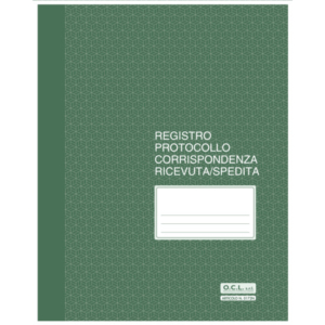 Registro protocollo corrispondenza ricevuta/spedita O.C.L. 56 ff - 23x29,7 cm - conf. da 2 blocchi - 0172N