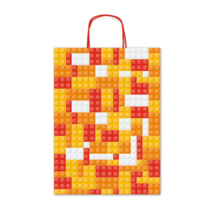 Borsa shopper Rex-Sadoch Allegra Mattoncini su kraft bianco - 36x12x41 cm rosso/arancio - conf. 25 pz - SDF36-274J