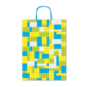 Borsa shopper Rex-Sadoch Allegra Mattoncini su kraft bianco - 26x12x36 cm azzurro/verde - conf. 25 pz - SDF26-275J