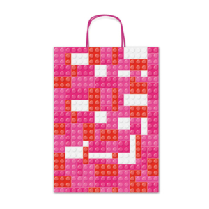Borsa shopper Rex-Sadoch Allegra Mattoncini su kraft bianco - 16x8x21 cm rosa/rosso - conf. 25 pz - SDF16-276J