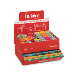 Espositore 100 fogli carta regalo raso + 50 stelle + 30 rocchetti Bri Rex fantasia cactus - RASOCOORD35G