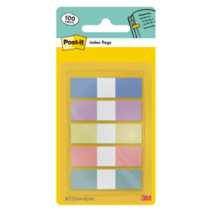Segnapagina Post-it® Index Pastel Flags 12x43 mm - blu, viola, giallo, rosa, verde - conf. 5/20 ff - 683-5 PASTEL