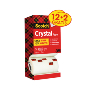 Nastro adesivo Scotch® Crystal trasparente - 19 mm x 33 mm - Value Pack 12+2 GRATIS - 6-1933R14