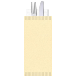 Buste portaposate Ristocart in carta paglia con tovagliolo 2 veli 25x10,5 cm conf. 100 pz crema - WRBUP2058