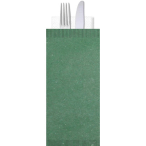 Buste portaposate Ristocart in carta paglia con tovagliolo 2 veli 25x10,5 cm conf. 100 pz verde - WRBUP2038