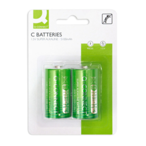 Batteria alcalina Q-Connect mezza torcia C/LR14 1.5 V - conf. 2 pz in blister - KF00490