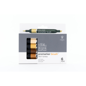 Pennarelli Winsor&Newton Promarker Brush doppia punta scalpello-pennello - conf. 6 pz colori assortiti carne - 0290127