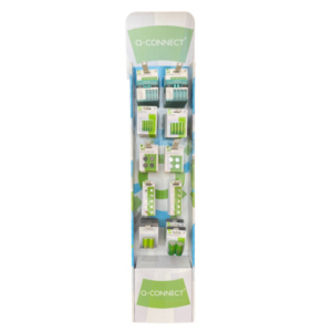 Resta sempre in carica con l'espositore da terra di batterie in blister Q-Connect! Batterie alcaline, al litio e ricaricabili per dare tutta l'energia necessaria! 84 confezioni di prodotti blisterati tutti pronti da esporre. Contenuto del display nel dettaglio: 40 batterie alcaline AA/LR6 (10 conf. da 4 pz); 40 batterie alcaline AAA/LR03 (10 conf. da 4 pz); 10 batterie alcaline C/LR14 (5 conf. da 2 pz); 10 batterie alcaline D/LR20 (5 conf. da 2 pz); 48 batterie al litio a bottone CR2025 (12 conf. da 4 pz); 48 batterie al litio a bottone CR2032 (12 conf. da 4 pz); 100 batterie alcaline a bottone LR54 (10 conf. da 10 pz); 100 batterie alcaline a bottone LR44 (10 conf. da 10 pz); 20 batterie ricaricabili AA (5 conf. da 4 pz) e 20 batterie ricaricabili AAA (5 conf. da 4 pz). Dimensioni: L 29 x P 23 x  H 145 cm.