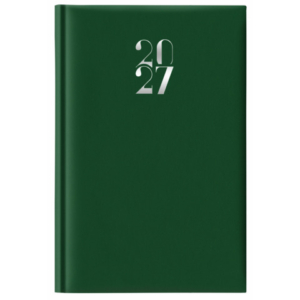 Agenda giornaliera 2027 s/d abbinati Nota Bene copertina gommata 11x16,5 cm verde scuro - 27-205FT-C12