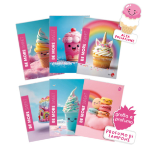 Maxi quaderno Be More Sweet A4 - 100 g/m² - 24+1 ff - A - copertina profumata - conf. 10 pz assortiti - 0123429