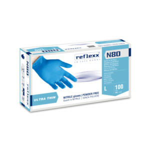 Guanti monouso in nitrile senza polvere Reflexx per pulizia/igiene ambidestri - TG L DPI Cat. III conf. 100 pz N80B/L