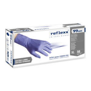 Guanti monouso in nitrile senza polvere Reflexx per uso medicale ambidestri - TG XL DPI Cat. III conf. 50 pz R99/XL