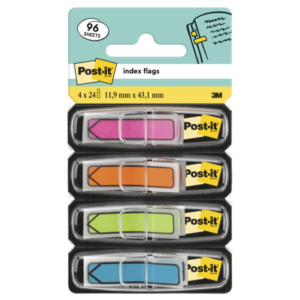 Segnapagina removibili Post-it® Index Mini ''Freccia'' 684 colori vivaci assortiti - 4 conf. da 24 - 684ARR4