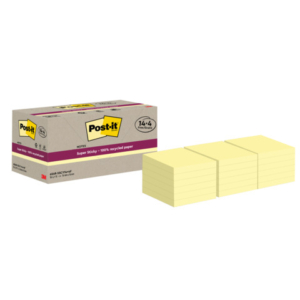 Foglietti riposizionabili Post-it® Super Sticky carta riciclata al 100% 76x76 mm Giallo Canary - 18 blocchetti da 70 ff
