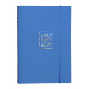 Agenda settimanale Biembi 2027 azzurro spiralata con copertina in cuoio rigenerato 15x21 cm - BNZ265C75-A
