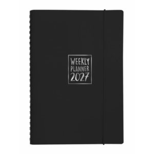Agenda settimanale Biembi 2027 nero spiralata con copertina in cuoio rigenerato 15x21 cm - BNZ265C75-N