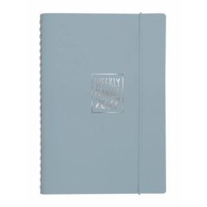 Agenda settimanale Biembi 2027 grigio spiralata con copertina in cuoio rigenerato 15x21 cm - BNZ265C75-G