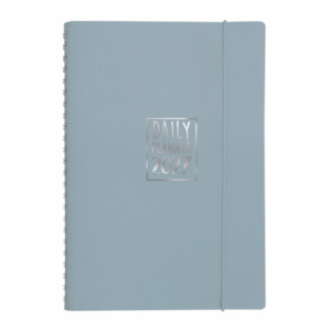 Agenda giornaliera Biembi 2027 grigio spiralata con copertina in cuoio rigenerato 15x21cm - BNZ265C77-G