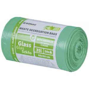 Sacchi immondizia per raccolta differenziata vetro Donau Home 35 L 60x50 cm - 20 µm verde - rotolo 50 pz