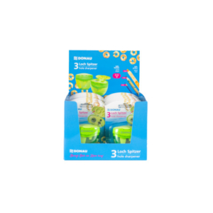 Espositore 12 temperamatite Donau a tre fori con serbatoio verde 330469