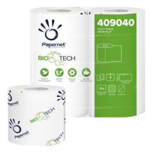 Carta igienica fascettata Papernet Bio Tech a 2 veli in pura cellulosa - bianco conf. 4 pz - 409040